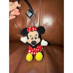 Disney Minnie Mouse Plush Keychain Polka Dot Dress Disneyland Walt Disney World